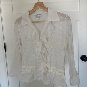 Allison Taylor Cream Ruffled Blouse